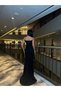 Crepe Stretchy Fabric Neck Sleeve Pearl-Detail Evening Dress 583184 BLACK - 3