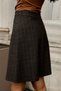 High Waist Lightweight Lycra Fabric Knee Length Bell Skirt-Brown Plaid - 5