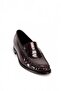 Black Burgundy Effected Loafer Shoes - 5