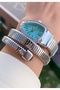 Silver Color Special Design Stone Wrapped Snake Model Women's Wristwatch - 5