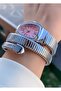 Silver Color Special Design Stone Wrapped Snake Model Women's Wristwatch