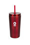Red Metal Stainless Steel Thermos with Straw 520 ml with Lid No:95 - 2
