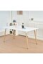 Stork 6-Seater Dining Table - White/Beech, Engineered Wood & Metal, 150x90x75cm, Modern Furniture
