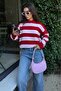Powder Crew Neck Striped Oversize Knit Sweater - 6