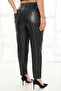 Plus Size Women's Leather-Look High Waist Pipe Leg Pants - 3