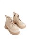 Women's Beige Zippered Lace-Up Short Boots