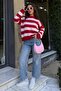Powder Crew Neck Striped Oversize Knit Sweater - 4
