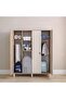 Zeta 4-Door Swing Door Wardrobe with Mirror & Open Shelves - Offwhite & Grey - Engineered Wood - 8