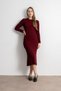 Women's Ribbed Long Knit Dress – Burgundy - 4