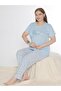 Plus Size Oversized Viscose Short Sleeve Summer Pajama Set B08-90 - 3