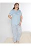 Plus Size Oversized Viscose Short Sleeve Summer Pajama Set B08-90 - 2