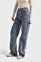 Itsbasic Women's T.Kot Color Straight Fit High Waist Embroidered Fabric Design Denim Jean