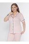 Boydan Buttoned Oversized Large Size Striped Short Sleeve Pajama Set B780-26 - 4