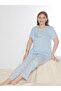 Plus Size Oversized Viscose Short Sleeve Summer Pajama Set B08-90 - 4
