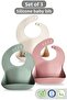 3-Piece Silicone Baby Bib Set - Double Lock Adjustable Silicone Bib - Beige-Green-Pink