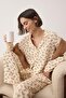 Çok Renkli Kruvasan Baskılı Belmando Dokuma Pijama Takımı THMAW26PT00105