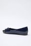 Navy Blue Patent Leather Bow Detail Almond Toe Women's Ballet Flats TAKSS25BE00000 - 7