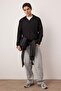 Siyah Oversize Polo Yaka Düz Örme Polo Yaka T-shirt TMNAW25PO00001 - 2