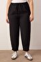 Black Carrot/Shalwar High Waist Elastic Leg Large Size Woven Trousers Tbbaw26Ar00022 - 3