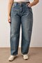 Mavi Yüksek Bel Barrel Baggy %100 Pamuk Non-Stretch Büyük Beden Jeans TBBAW26CJ00043 - 3