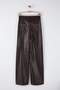 Kahverengi Relaxed/Rahat Straight/Boru Paça Dikiş Detaylı Örme Deri Pantolon TWOAW25PL00068 - 6