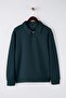 Petrol Yeşili Yeni Oversize/Geniş Kesim Polo Yaka Kalın Çıtçıtlı Sweatshirt TMNAW26SW00051 - 5
