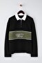 Black New Oversize/Wide Cut Embroidery Detailed Thick Polo Neck Sweatshirt Tmnaw26Sw00027 - 5