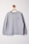 Gri Melanj Penguen Nakışlı Regular Fit İçi Polarlı Büyük Beden Sweatshirt TBBAW26AO00006 - 5