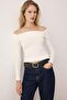 Ekru Aksesuar Detaylı Carmen Yaka Fitted/Vücuda Oturan Örme Bluz TWOAW26BZ00285