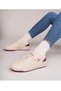 Unisex Lace-Up Strappy Sports Sneaker Shoes Cream-Burgundy - 5