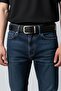 Men's 100% Genuine Leather Tin Plated Buckle Black Belt 3.2 cm - 2