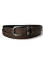 Men's Faux Leather Nickel Buckle Thin Old Money Brown Belt 2.5 cm - 4