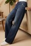 High Quality Women's Palazzo High-Waist Cotton Jean Pants-c613-dark blue