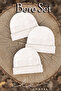 Unisex Folded White, White and White 3-Piece Beret Set
