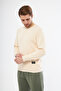 Men's Crew Neck 3 Thread Cotton Relaxed Sweatshirt – Beige Regular Fit