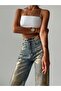 Gold Silver Foil Palazzo Jeans - 6