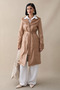 Camel Leather Trench Coat with Fur Detail