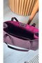 Suede Burgundy Wide Handle Bag with Puppies - 5