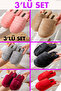 3-Pack Warm Furry House Slippers Dowry Slippers Winter Slippers Noiseless Lightweight Sole - 6