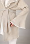 Women's Beige Jacquard Shawl Collar Lace Winter Special Design Maternity and Postpartum Robe Pajama Set - 7