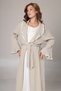 Women's Beige Jacquard Shawl Collar Full-Length Winter Long Sleeve Special Design Postpartum Pregnancy Robe Nightgown Set - 6