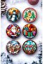 Happy New Year - New Year - Merry Christmas Themed Wooden Coaster Set 6 Pieces