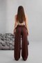 Women's High Waist Belt Detailed Elastic Waist Loose Palazzo Fabric Trousers - 6