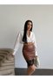 Design Imported Leather Skirt with French Lace Detail at the Hem Lace Leather Mini Skirt - 5