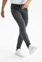 Men's Jeans Gray Nail Trim Slim Fit Skinny Fit Buttoned Trousers - 4