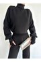 Handmade Black Knitwear Crop Blouse and High Waist Black Knitwear Trousers Double Set 015 - 8