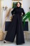 Women's Black Belted Wide-Leg Jumpsuit t 6763