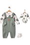 Baby Boy Set Teddy Bear Patterned Embroidery Embroidered Jumpsuit-Body-Socks Set of 3 100% Cotton - 4