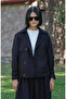 Black Midi Trench Coat with Epaulettes