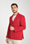 Baselna Krv Men's Light Red Double Breasted 6 Pieces Metal Button 4 Seasons Blazer Jacket - 6
